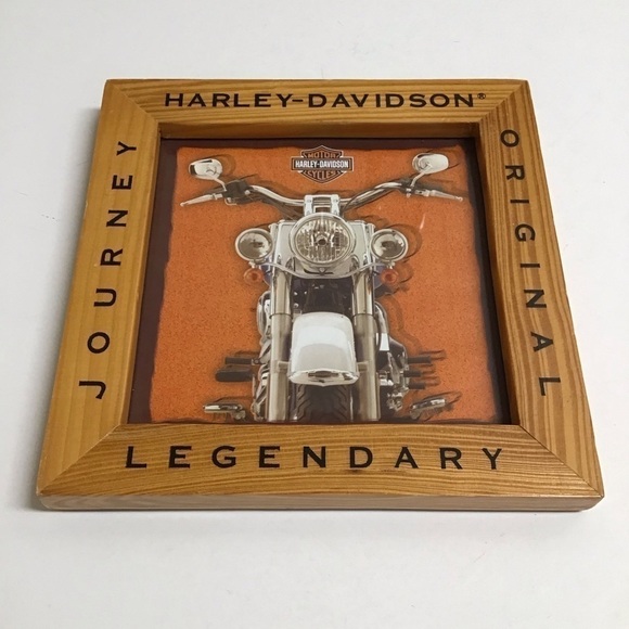 Harley Davidson Leather Wallet Biker/Motorcycle Wood Picture Frame LOT Vintage - Picture 10 of 16